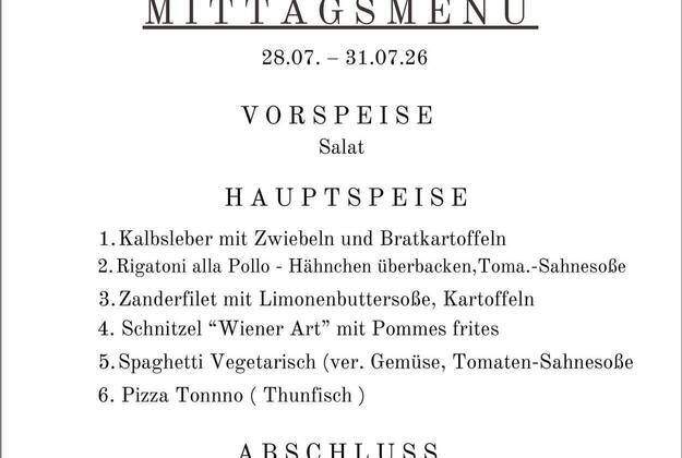 Wochenkarte Mittagsmenü