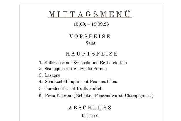 Mittagsmenü 15.09 - 18.09.26